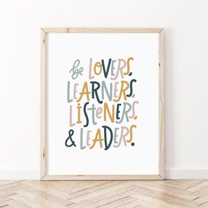 Positive Affirmationen Wandkunst | Sei Liebhaber, Lernende, Hörer & Führer | Psychische Gesundheit Poster | Klassenzimmer Dekor | Kinderzimmer Dekor