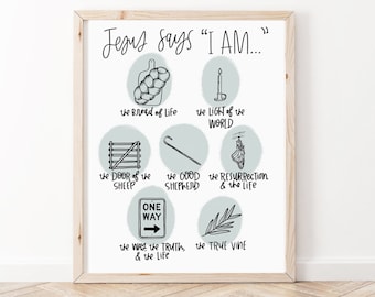 Jesus I Am Statements | Bible Verse Wall Art | Christian Print | Scripture Print | Scripture Wall Art | Bible Verse Art | Faith Print