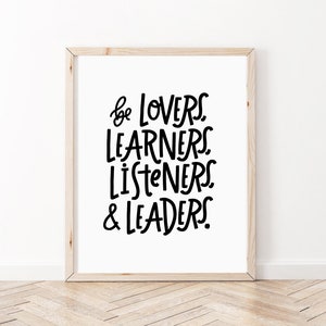 Positive Affirmationen Wandkunst | Sei Liebhaber, Lernende, Hörer & Führer | Psychische Gesundheit Poster | Klassenzimmer Dekor | Kinderzimmer Dekor