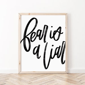 Fear is a Liar Print | Christian Print | Bible Verse Wall Art | Scripture Print | Minimal Christian Art | Scripture Art | Faith Print