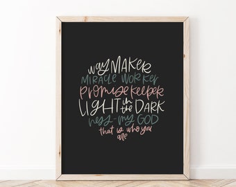 Waymaker Sign | Christian Print | Christian Wall Art | Bible Verse Art  | Scripture Wall Art | Waymaker Miracle Worker | Scripture Print