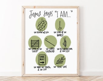Jesus I Am Statements | Bible Verse Wall Art | Christian Print | Scripture Print | Scripture Wall Art | Bible Verse Art | Faith Print