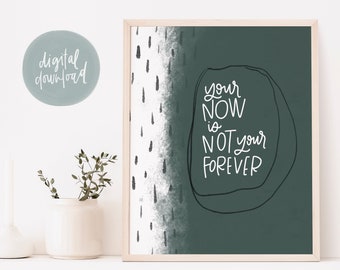 Your Now is Not Your Forever Digital Print | Daily Affirmations Printable Wall Art | Mental Health Poster | Positive Affirmation Poster