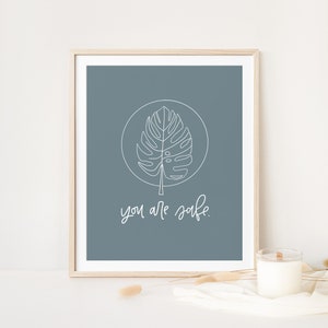 Enneagram 8 You Are Safe Affirmation Print Enneagram Gift Encouraging Gifts Positive Affirmations Nature Print Botanical Print Blue