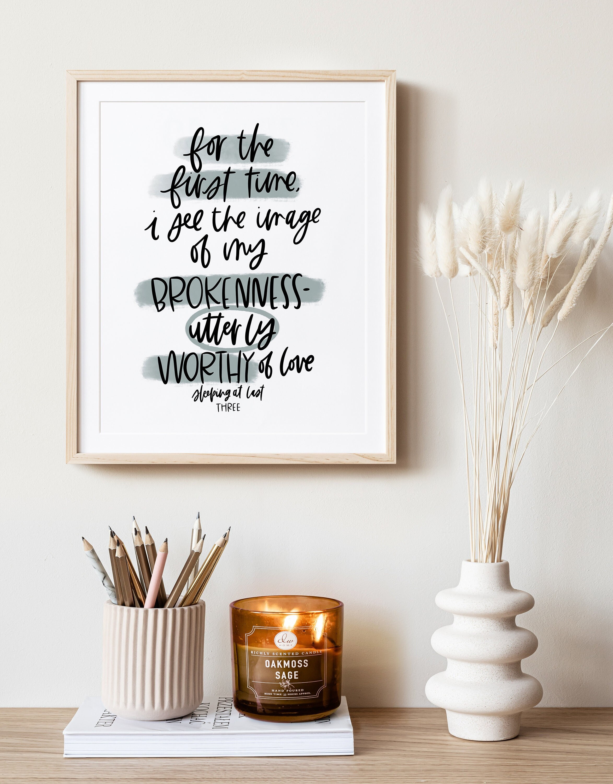 Enneagram 3 Sleeping at Last Lyrics Print | Enneagram Gift | Office Decor | Encouraging Gifts | Minimal Wall Art | Neutral Wall Art