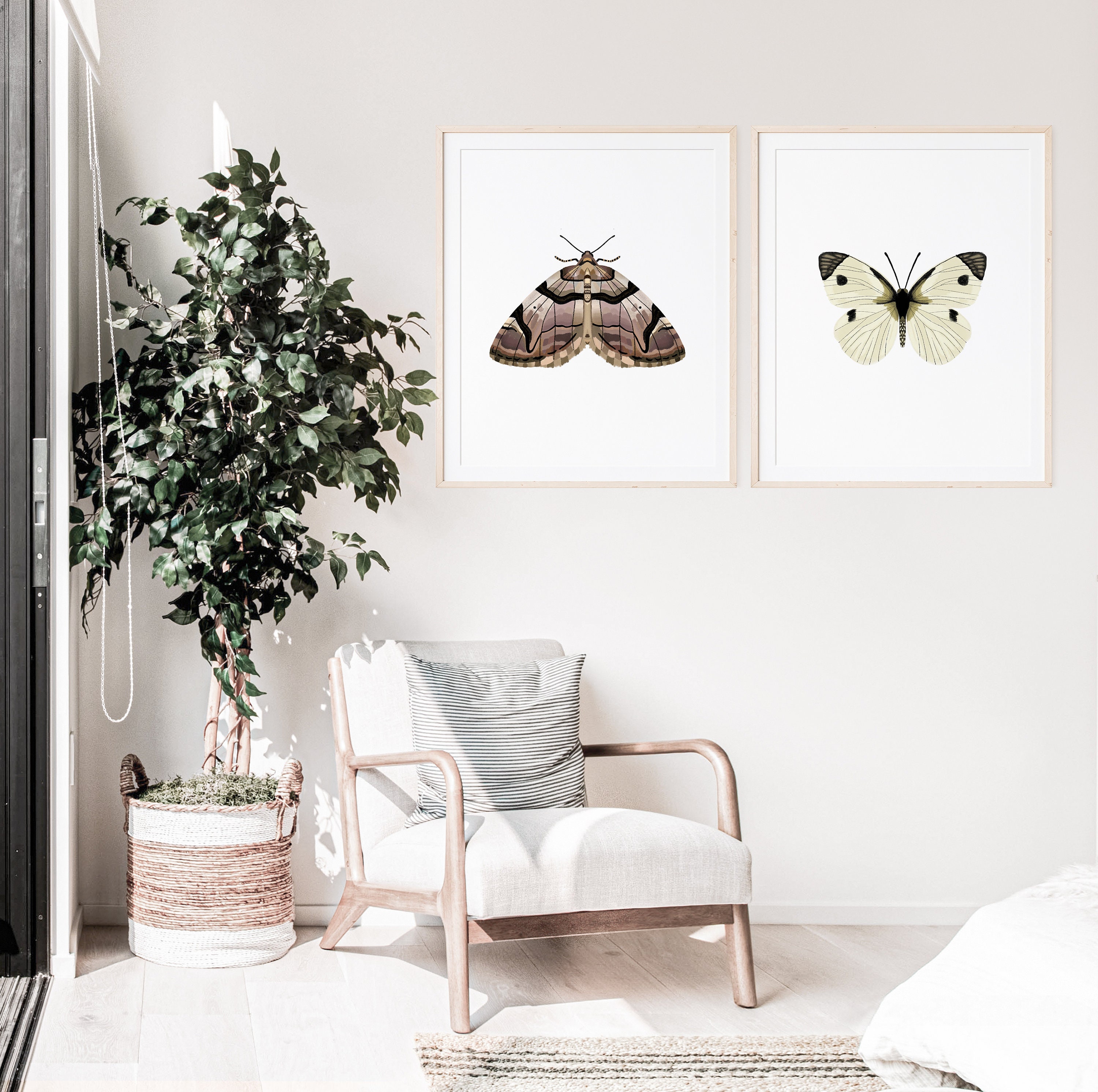 Moth Art Print | Botanical Poster | Boho Modern Neutral | Insect Art ...