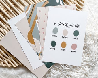 Set of Six 5x7 Christian Prints | Christian Wall Collage Kit | Christian Wall Art | Identity in Christ | Faith Prints | Christian Print
