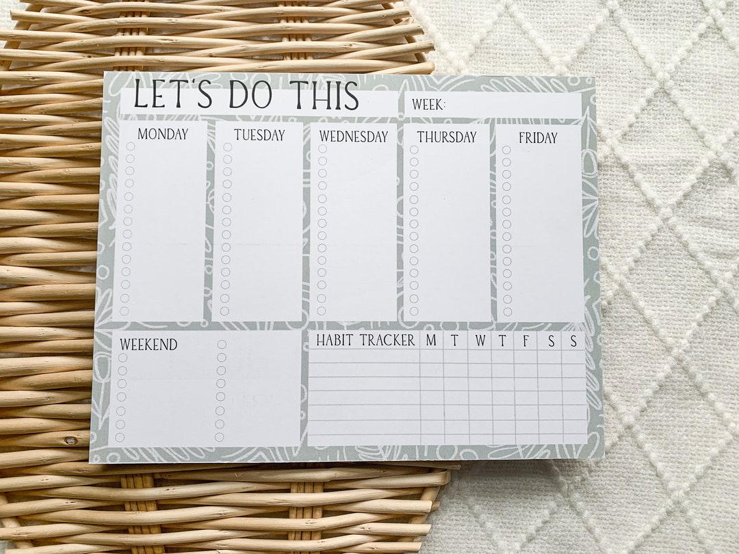 Weekly Planner Notepad | to Do List Planner Notepad | Undated Weekly ...