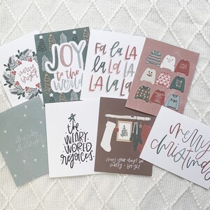Conjunto de cartões de Natal | Conjunto de cartões de Natal | Conjunto de 8 cartões de Natal coloridos | Cartão de Boas Festas | Cartões de Natal