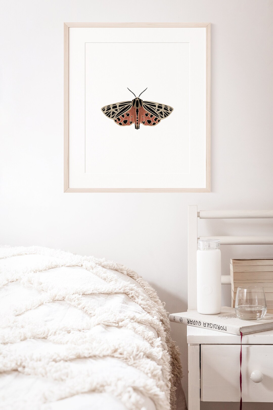 Moth Art Print Botanical Poster Boho Modern Neutral - Etsy