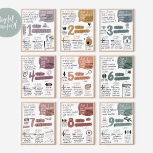 Enneagram Infographics Bundle Digital Download | Enneagram Gift | Classroom Decor | Mental Health Therapist Office Decor | Enneagram 2