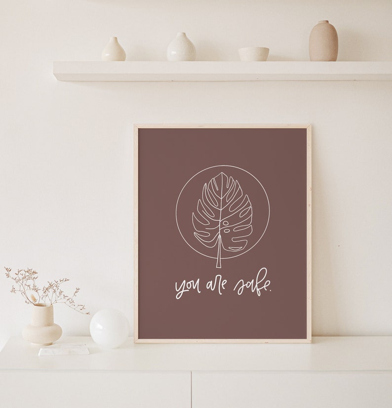 Enneagram 8 You Are Safe Affirmation Print Enneagram Gift Encouraging Gifts Positive Affirmations Nature Print Botanical Print Maroon