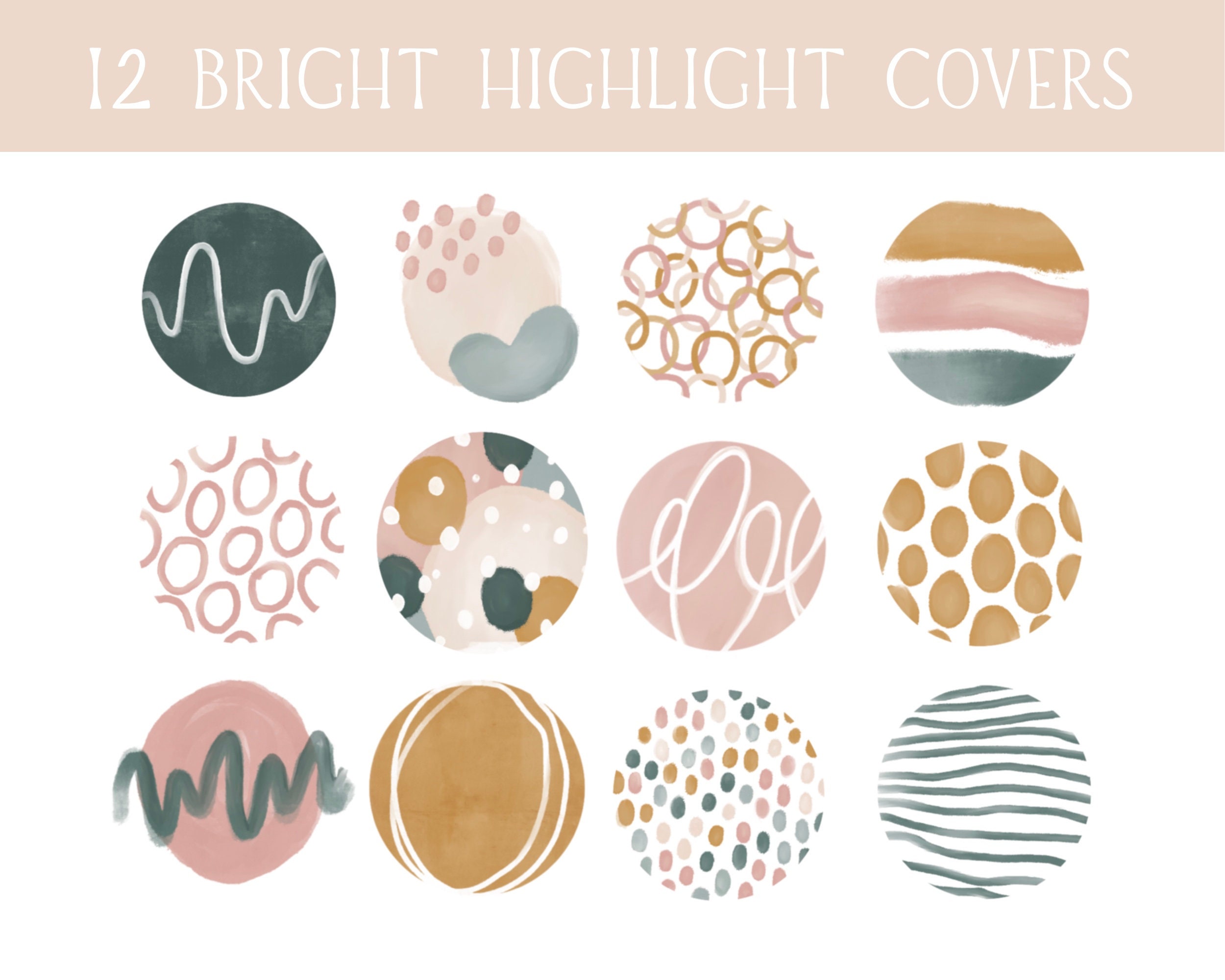 12 Instagram Highlight Covers Bright And Happy Highlight Etsy