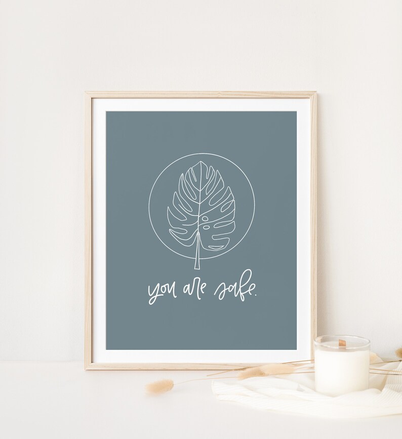 Enneagram 8 You Are Safe Affirmation Print Enneagram Gift Encouraging Gifts Positive Affirmations Nature Print Botanical Print Blue