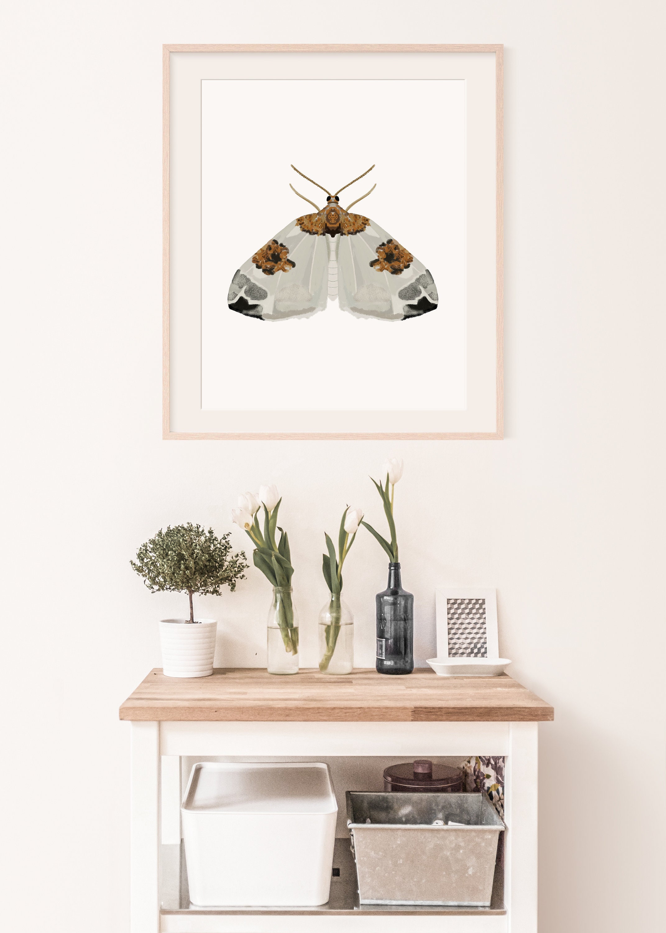 Moth Art Print | Botanical Poster | Boho Modern Neutral | Insect Art ...