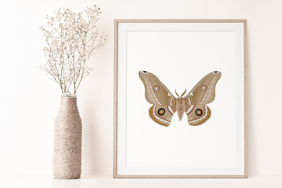 Moth Art Print | Botanical Poster | Boho Modern Neutral | Insect Art ...