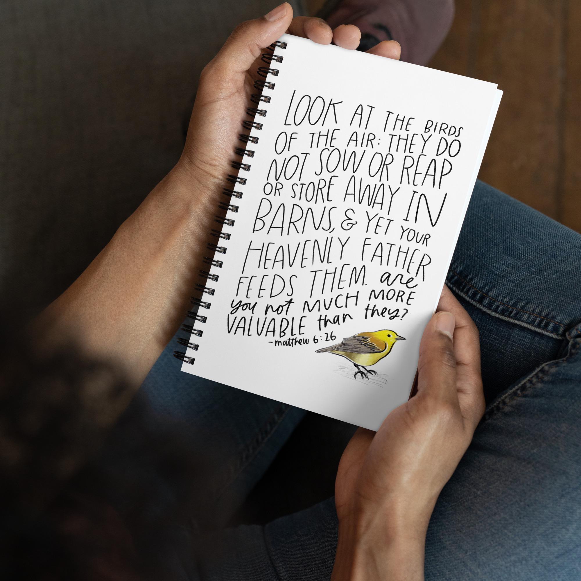 Matthew 6:26 Prayer Journal | Christian Notebook | Bible Study Journal | Faith Journal | Spiral notebook