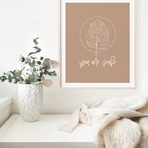 Enneagram 8 You Are Safe Affirmation Print Enneagram Gift Encouraging Gifts Positive Affirmations Nature Print Botanical Print Tan