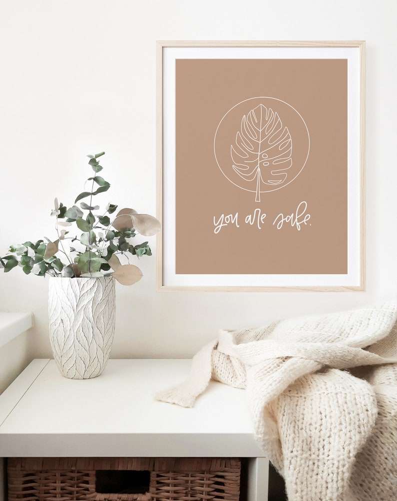 Enneagram 8 You Are Safe Affirmation Print Enneagram Gift Encouraging Gifts Positive Affirmations Nature Print Botanical Print Tan