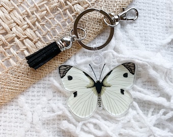 Llavero de polilla / Llavero acrílico / Llavero lindo / Llavero mariposa / Encanto de llavero / Llavero para mujeres / Arte de la naturaleza