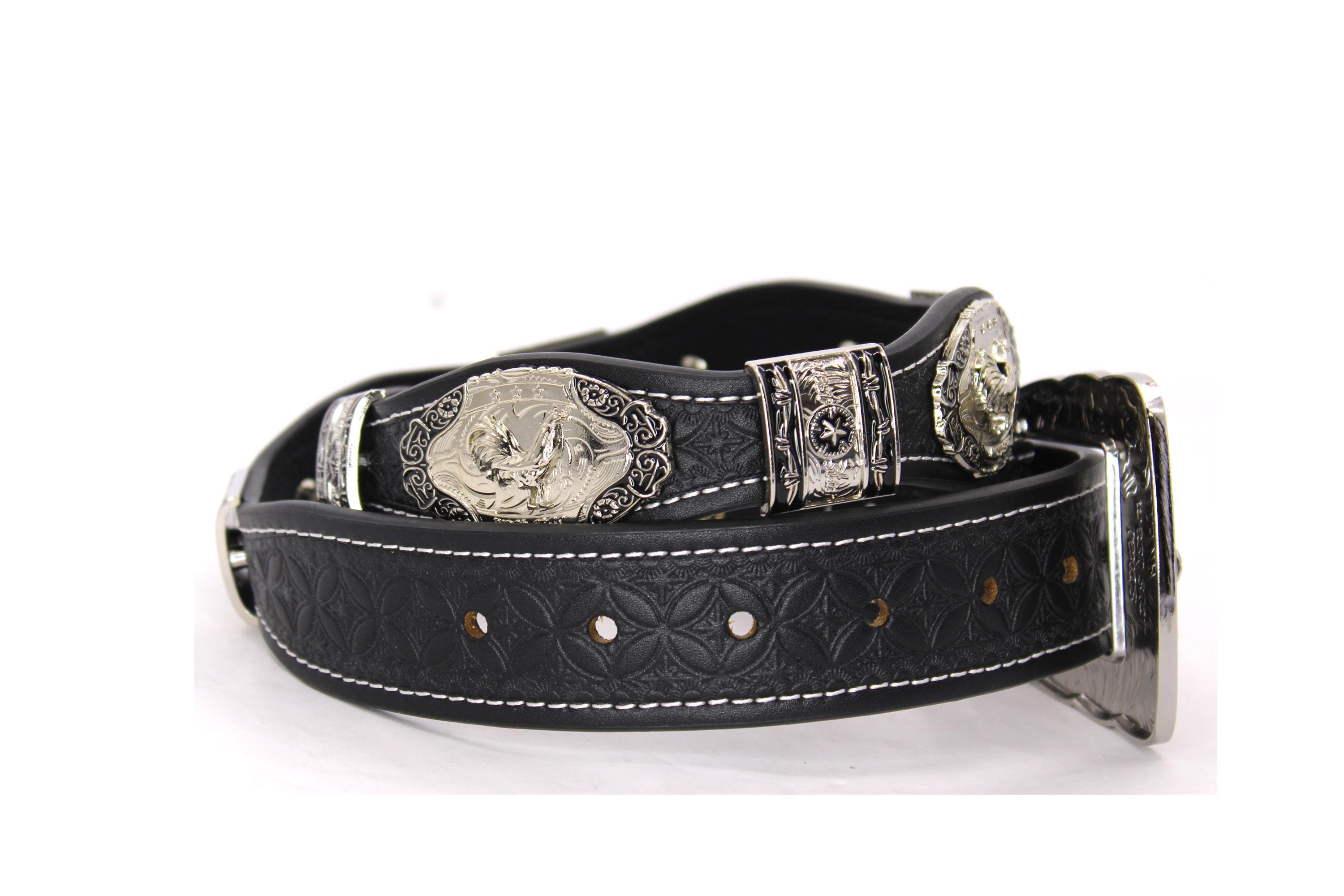 Longhorn Concho Leather Belt: West Star Texas Rodeo Cowboy  display picture 2