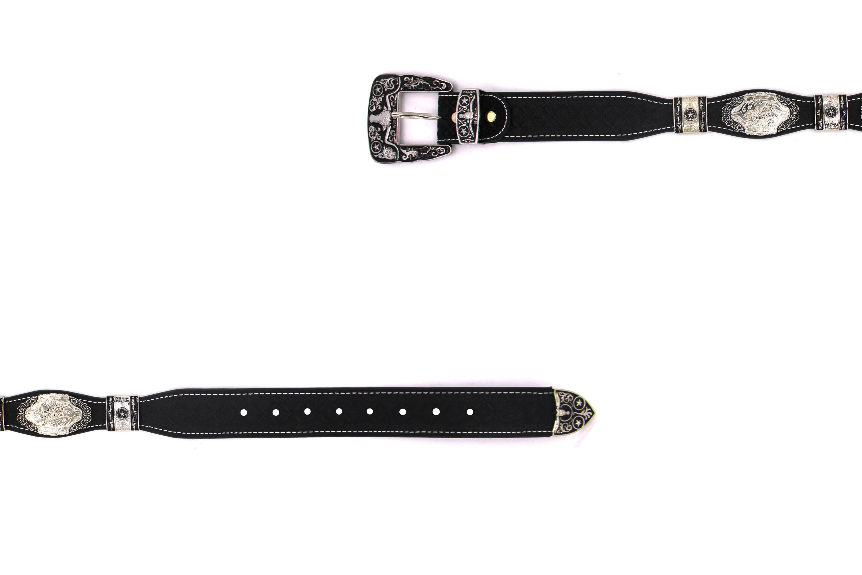 West Star Texas Black Genuine Leather Concho Belt Size Medium New West Star Texas Black Leather Concho Belt, Sizes Medium  main image 2