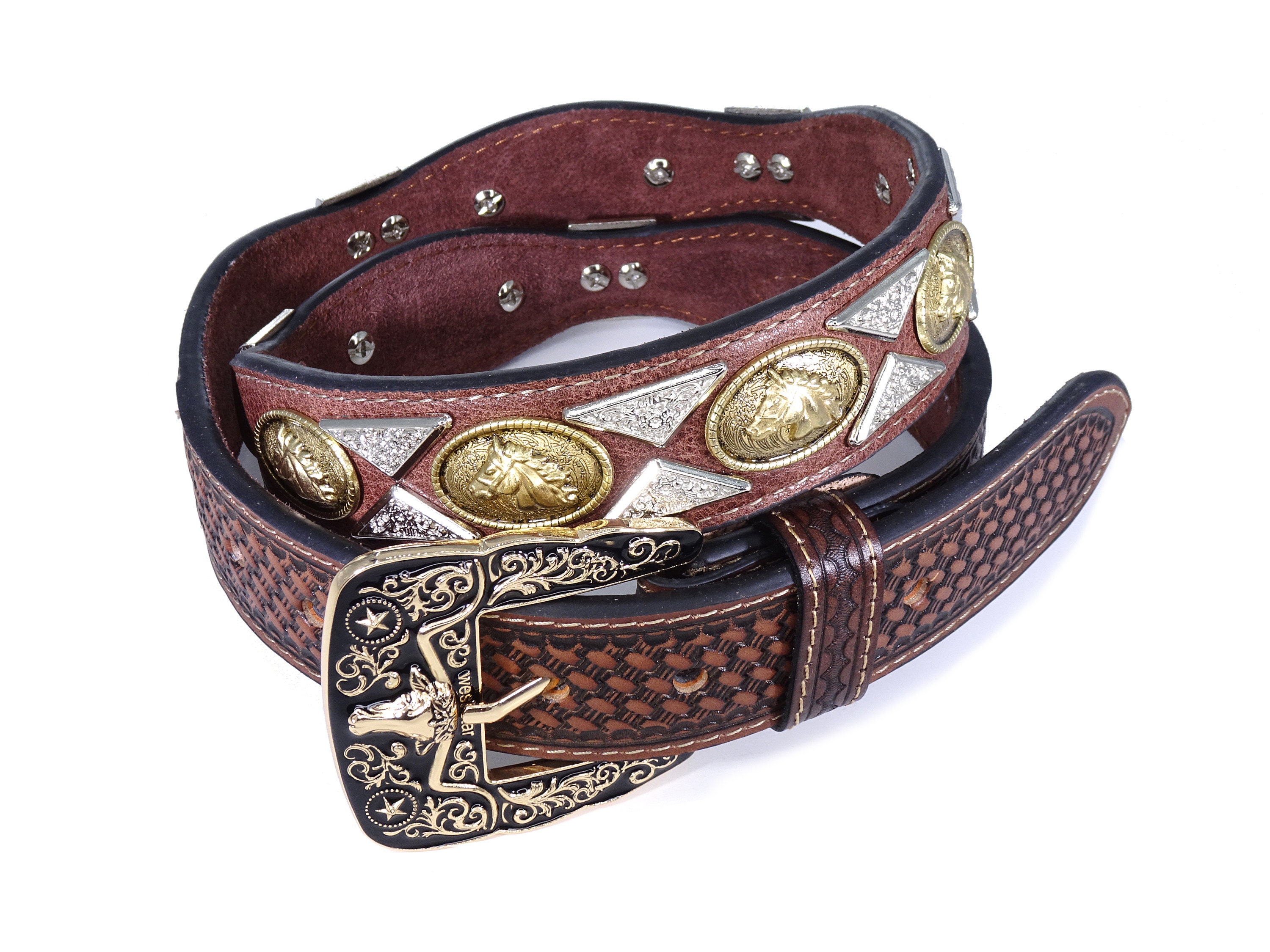 SANSTHS Western Gürtel Mit Stierkopfschnalle - Cowboy Gürtel Für Herren & Damen