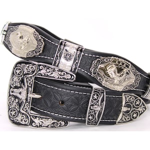 Longhorn Concho Leather Belt: West Star Texas Rodeo Cowboy Belt
