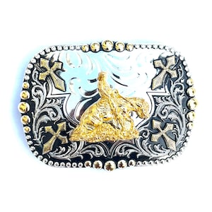 Westerngesp Goud Zwart Zilver Ruitergesp Cowboy 2&#39;&#39;Rodeo Hebilla Vaquero