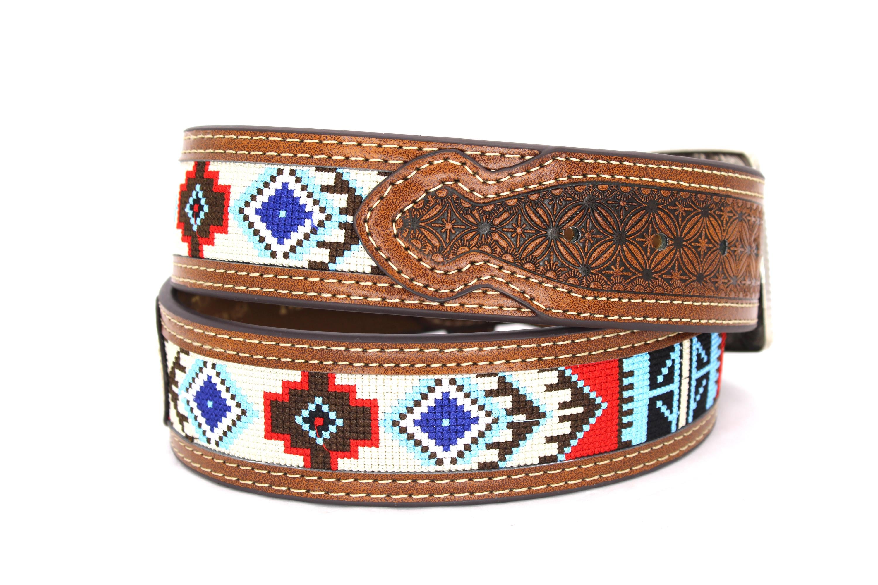 West Star Texas Western Handcrafted Embroidery Leather Belt  display picture 1