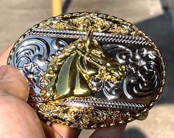 Gold & Silver Plated Deer Buck Head Western Cowboy Rodeo Metal Belt Buckle – Men's