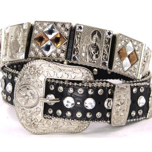 Cinturón vaquero con diamantes de imitación: Cinturón de cuero estilo western texano West Star