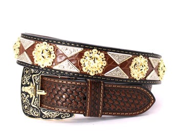 RIBCO USA ゴールドスパークリングレディースベルト/レアホワイト