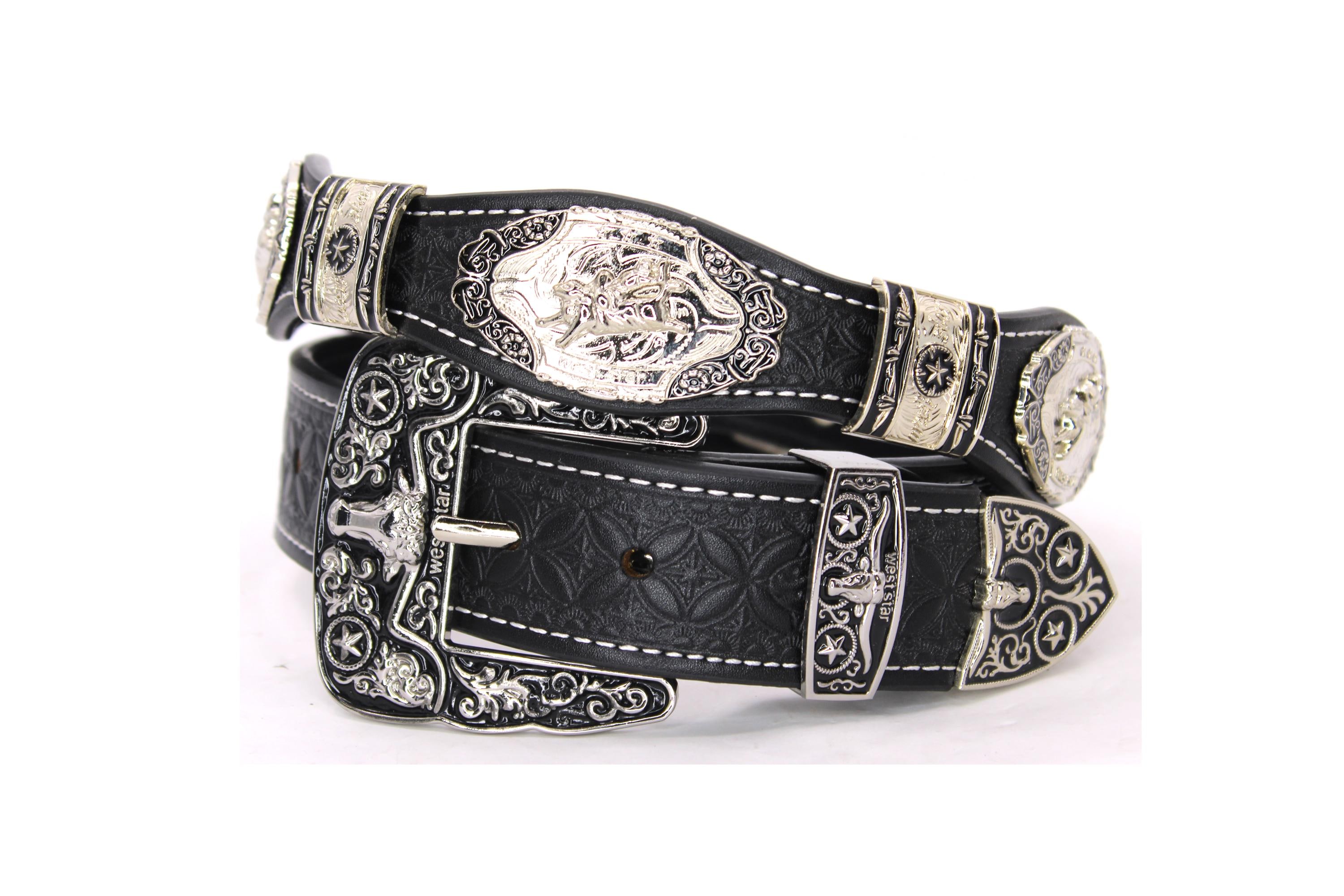 Black Leather Western Concho Belt - West Star Texas - Rodeo  display picture 1