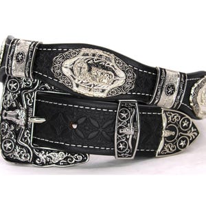 Black Leather Western Concho Belt - West Star Texas - Cowgirl Rodeo Style