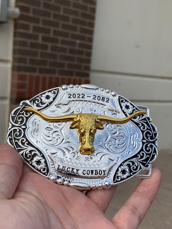 Western Buckle Gold Black Silver Longhorn Cowboy 2