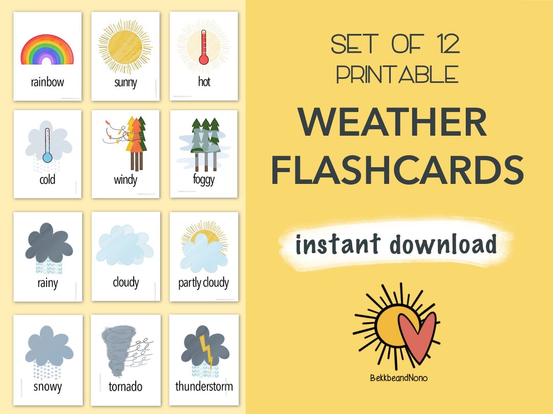 Printable Weather Flashcards Preschool Digital Download - Etsy