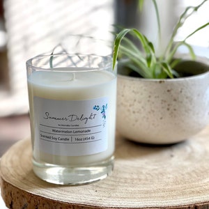 Watermelon Candle | Summer Delight Watermelon Lemonade Scented Candle | 13.5oz Soy Candle | Hand-Poured Candles Made in Small Batches