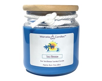 Sea Breeze Candle, 16oz Sea Breeze Scented Candle, Hand-Poured Large Scented Soy Candle