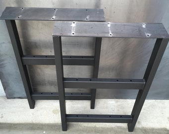 H-Shape Steel Table Legs (Set of 2): Industrial Metal Bench Legs