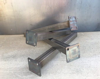 Metal Tube Table Legs, Industrial Steel, Set of 4
