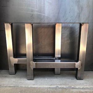 H-Shape Steel Table Legs (Set of 2): Industrial Metal Bench Legs