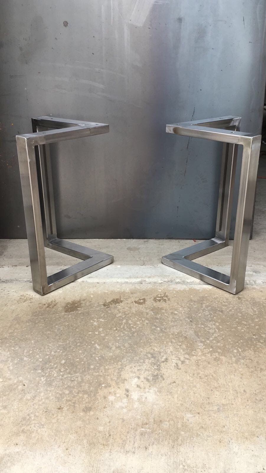 L Shaped Raw Steel Table Legs: Industrial Metal Bench Legs (Set of 2)