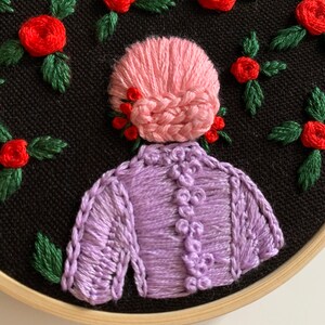 Flower girl Handmade Embroidery hoop art embroidered red roses embroidery hoop girl hair image 6