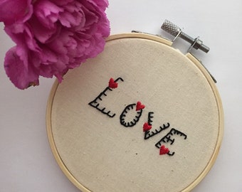 Embroidery hoop art - Valentine's Day gift - wall hanging - hand embroidery