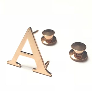 A-Z LETTER LAPEL Pin Monogram Gold Brass Rose Initial Letter Alphabet ...