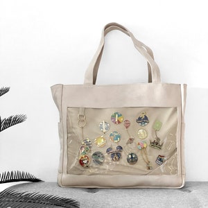 Backpack with clear pocket for pins best sale