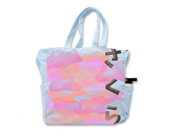 SPRING SAKURA Thick tote bag (4 pockets 12oz 100% Cotton Black camo Shopping Floral Everyday Bag Japanese Japan pink cherry blossom blue)