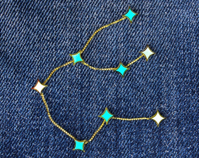 Aquarius Constellation Enamel Pin Set – Detachable Glitter Stars