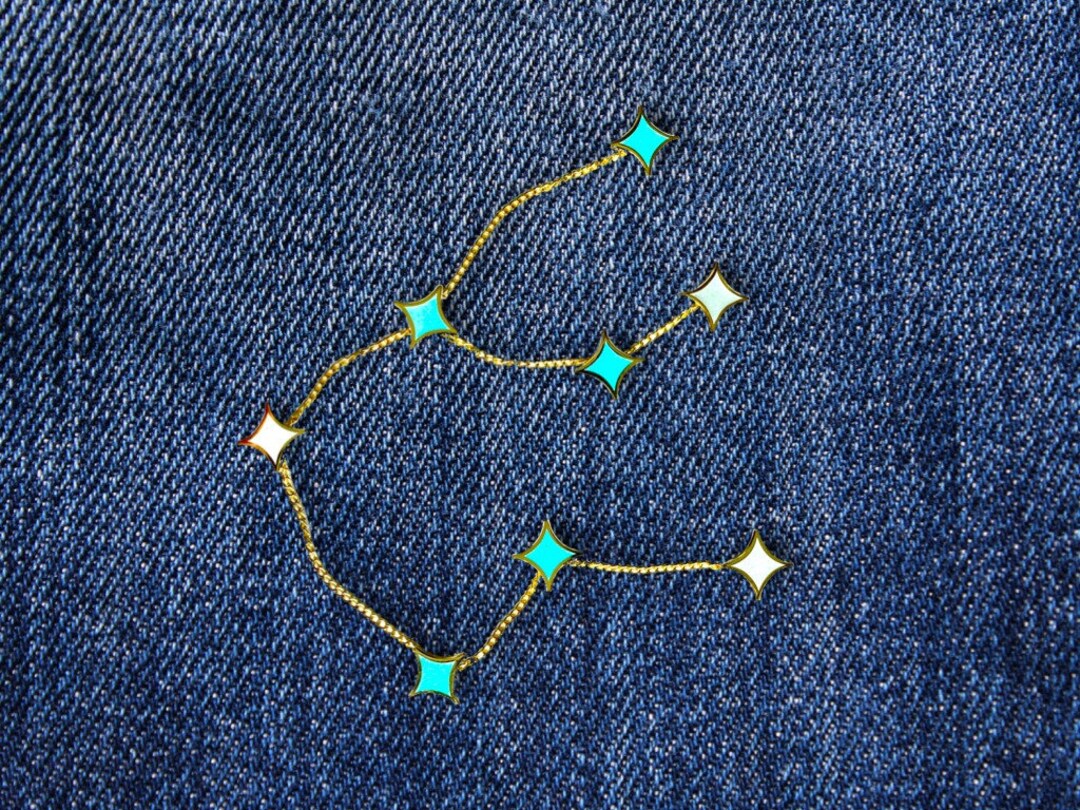 AQUARIUS Enamel Pin Set - Removable Glitter Star Pins Astrology Zodiac ...